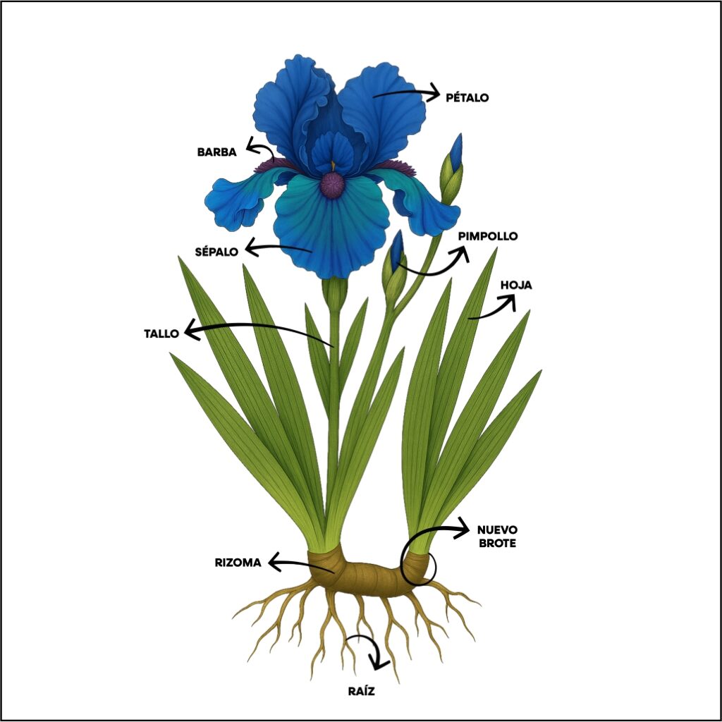 Imagen actual: Iris Barbudo - partes de la planta